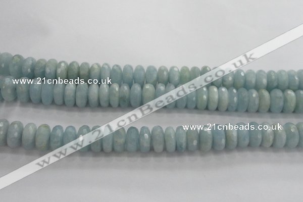 CAQ73 15.5 inches 6*13mm faceted rondelle AB grade aquamarine beads