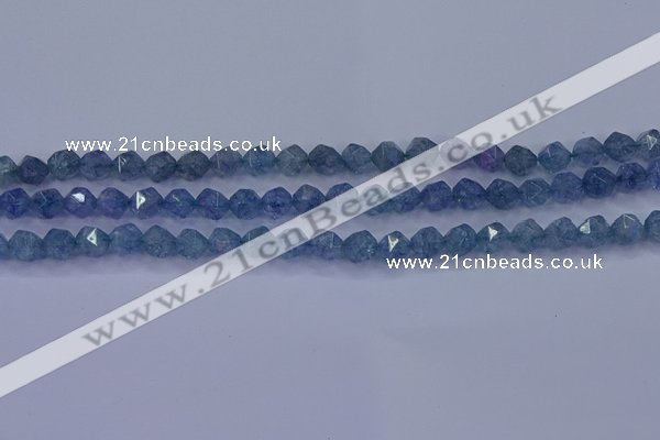 CAQ771 15.5 inches 6mm faceted nuggets imitation aquamarine beads