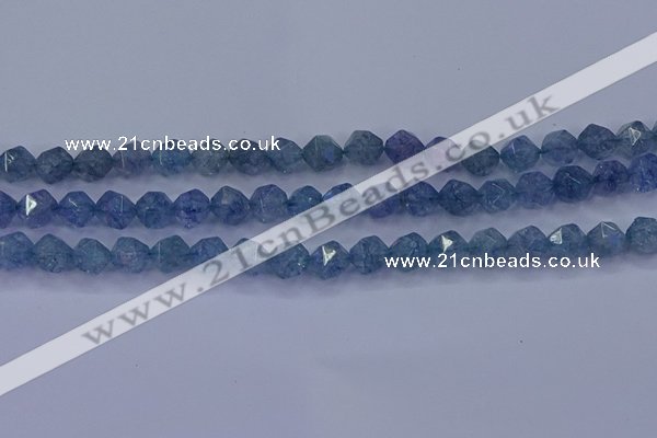 CAQ773 15.5 inches 10mm faceted nuggets imitation aquamarine beads