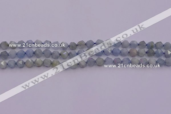 CAQ790 15.5 inches 6mm faceted nuggets aquamarine gemstone beads