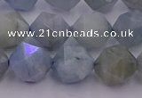 CAQ793 15.5 inches 12mm faceted nuggets aquamarine gemstone beads