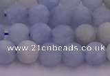 CAQ811 15.5 inches 6mm round matte aquamarine beads wholesale