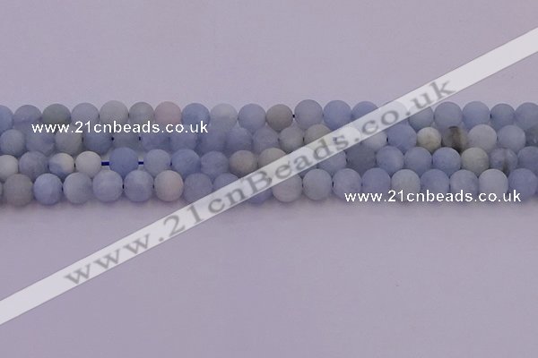 CAQ811 15.5 inches 6mm round matte aquamarine beads wholesale