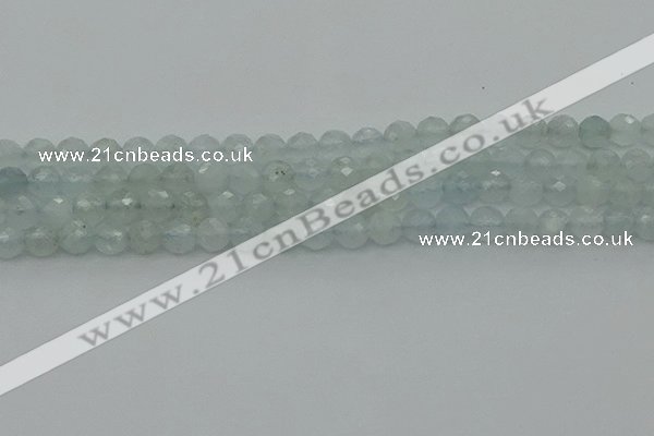CAQ820 15.5 inches 6mm faceted round aquamarine beads wholesale
