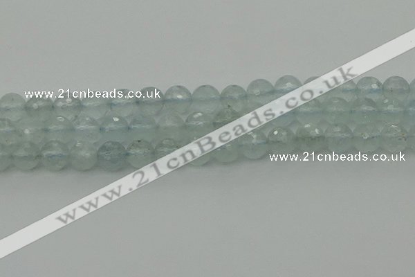 CAQ821 15.5 inches 8mm faceted round aquamarine beads wholesale