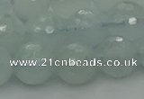 CAQ822 15.5 inches 10mm faceted round aquamarine beads wholesale