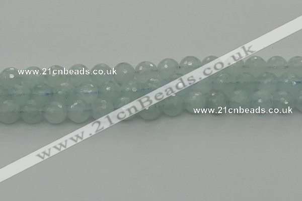 CAQ822 15.5 inches 10mm faceted round aquamarine beads wholesale