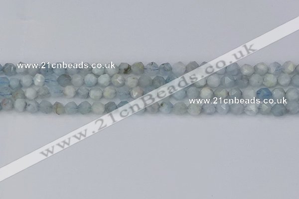 CAQ831 15.5 inches 6mm faceted nuggets aquamarine beads