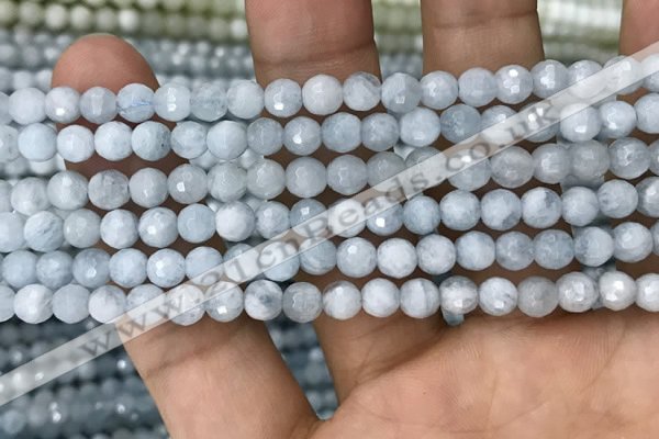 CAQ848 15.5 inches 6mm faceted round aquamarine beads wholesale