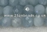 CAQ858 15.5 inches 6mm faceted round aquamarine gemstone beads