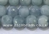 CAQ870 15.5 inches 6mmm faceted round aquamarine beads wholesale