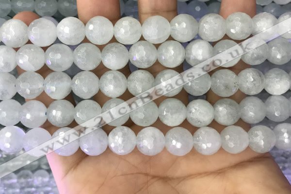 CAQ878 15.5 inches 10mm faceted round aquamarine gemstone beads