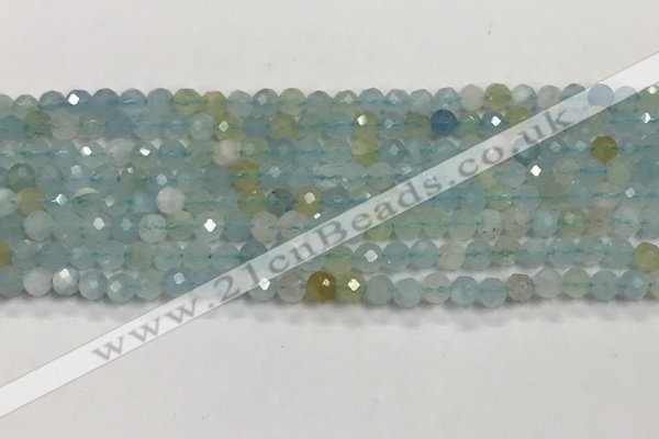 CAQ881 15.5 inches 3.5mm faceted round tiny aquamarine beads