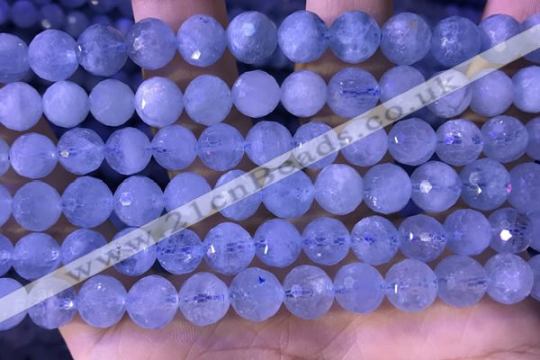 CAQ887 15.5 inches 8mm faceted round natural aquamarine beads