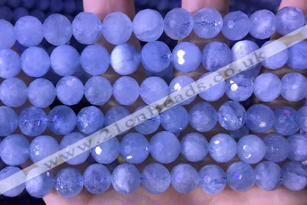 CAQ888 15.5 inches 9mm faceted round natural aquamarine beads