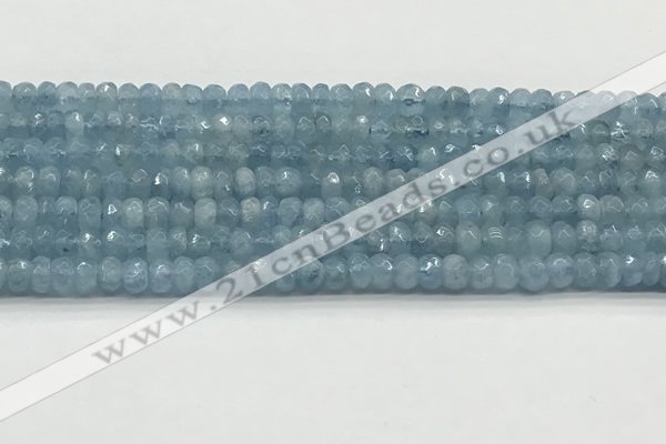 CAQ890 15.5 inches 3.5*6mm faceted rondelle aquamarine beads