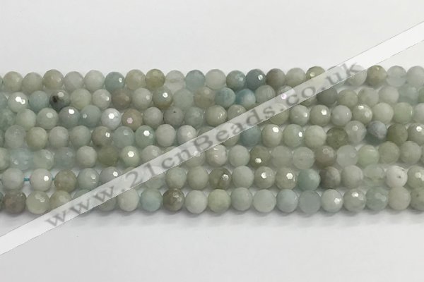 CAQ911 15.5 inches 6mm faceted round aquamarine beads wholesale