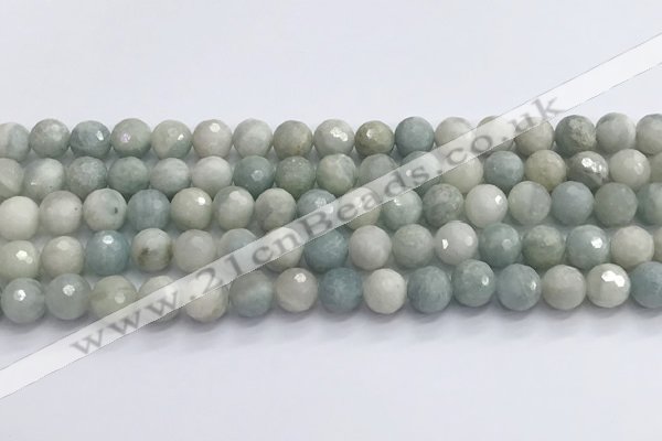 CAQ913 15.5 inches 10mm faceted round aquamarine beads wholesale