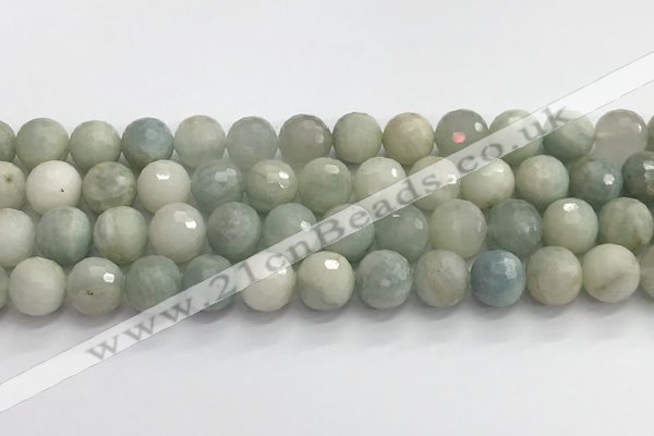 CAQ914 15.5 inches 12mm faceted round aquamarine beads wholesale