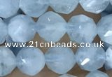 CAQ922 15.5 inches 6mm faceted nuggets aquamarine gemstone beads