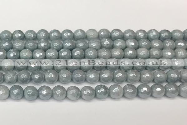 CAQ926 15 inches 8mm faceted round AB-color imitation aquamarine beads