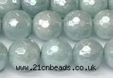 CAQ927 15 inches 8mm faceted round AB-color imitation aquamarine agate beads