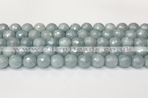 CAQ928 15 inches 10mm faceted round AB-color imitation aquamarine beads
