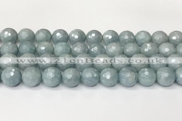 CAQ929 15 inches 12mm faceted round AB-color imitation aquamarine beads