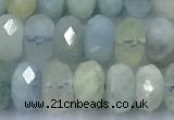 CAQ954 15 inches 6*8mm faceted rondelle aquamarine beads