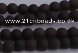 CAR208 15.5 inches 5mm - 6mm round matte natural amber beads