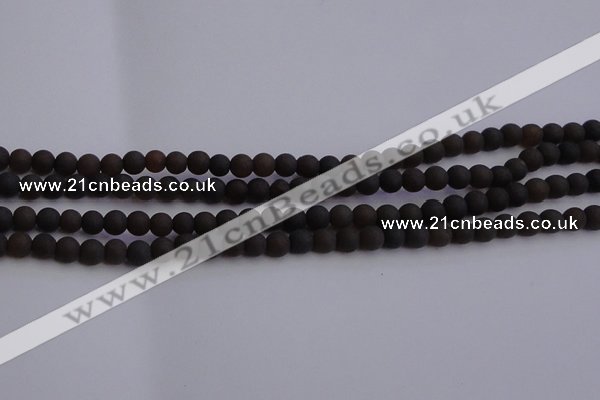 CAR208 15.5 inches 5mm - 6mm round matte natural amber beads