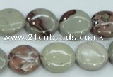 CAR32 15.5 inches 15mm flat round artistic jasper beads wholesale