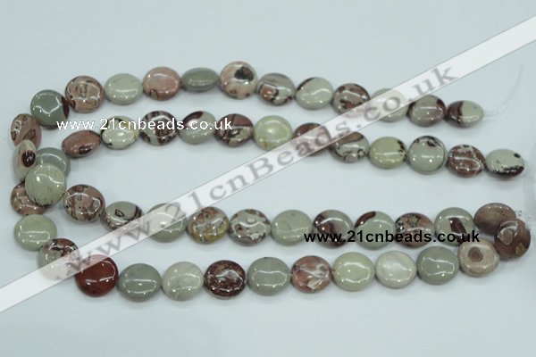 CAR32 15.5 inches 15mm flat round artistic jasper beads wholesale