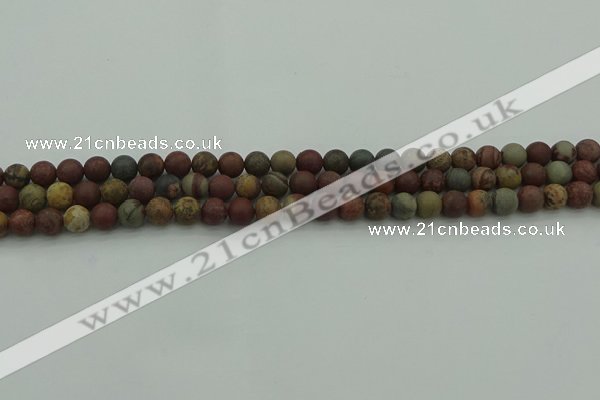 CAR360 15.5 inches 4mm round matte red artistic jasper beads