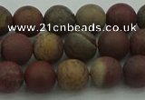 CAR361 15.5 inches 6mm round matte red artistic jasper beads