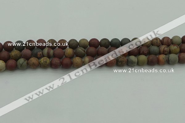 CAR361 15.5 inches 6mm round matte red artistic jasper beads