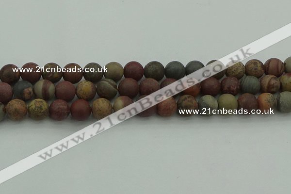 CAR363 15.5 inches 10mm round matte red artistic jasper beads