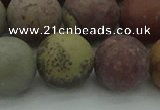 CAR365 15.5 inches 14mm round matte red artistic jasper beads