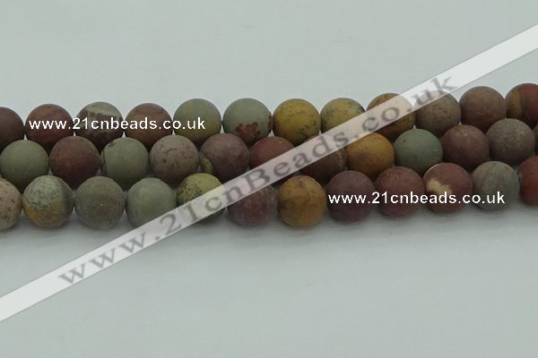 CAR365 15.5 inches 14mm round matte red artistic jasper beads