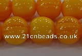 CAR405 15.5 inches 14mm round synthetic amber beads wholesale