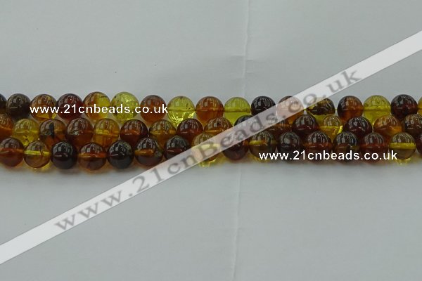 CAR503 15.5 inches 9mm - 10mm round natural amber beads wholesale