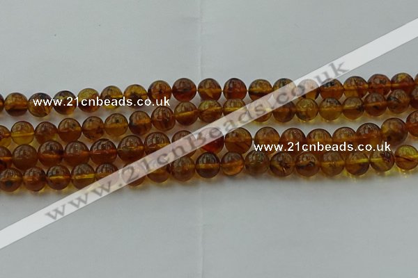 CAR527 15.5 inches 7mm - 8mm round natural amber beads wholesale