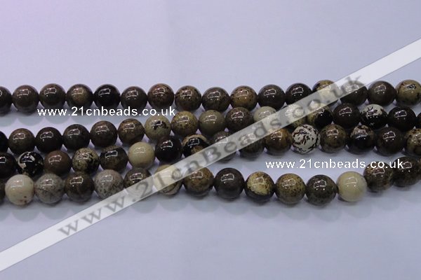 CAR53 15.5 inches 10mm round yellow artistic jasper beads