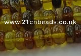 CAR539 15.5 inches 6*10mm rondelle natural amber beads wholesale