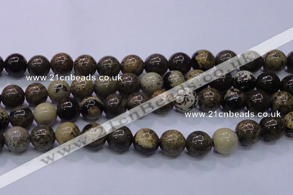 CAR56 15.5 inches 16mm round yellow artistic jasper beads