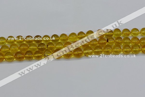 CAR564 15.5 inches 9mm - 10mm round natural amber beads wholesale