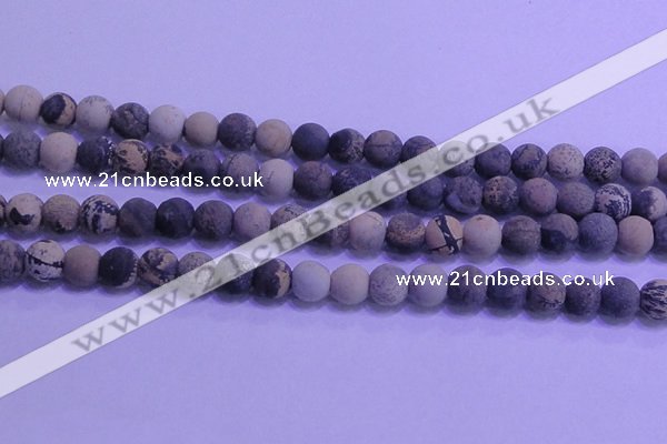 CAR63 15.5 inches 10mm round matte yellow artistic jasper beads