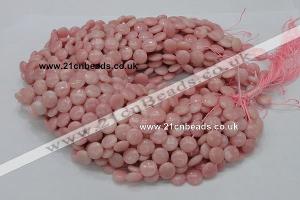 CAS16 15.5 inches 12mm flat round pink angel skin gemstone beads