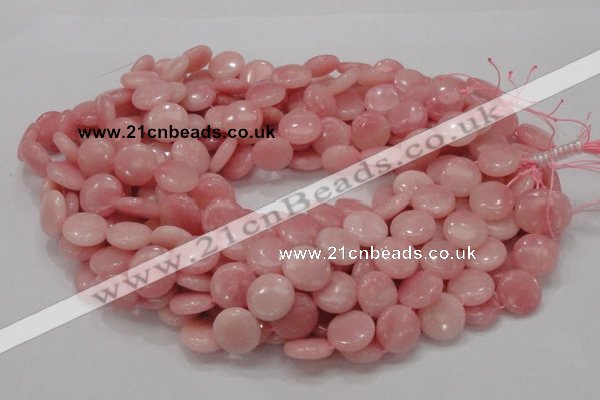 CAS17 15.5 inches 15mm flat round pink angel skin gemstone beads