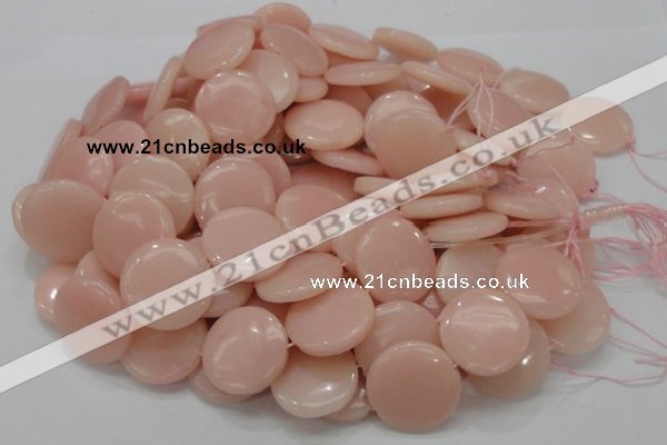 CAS18 15.5 inches 28mm flat round pink angel skin gemstone beads